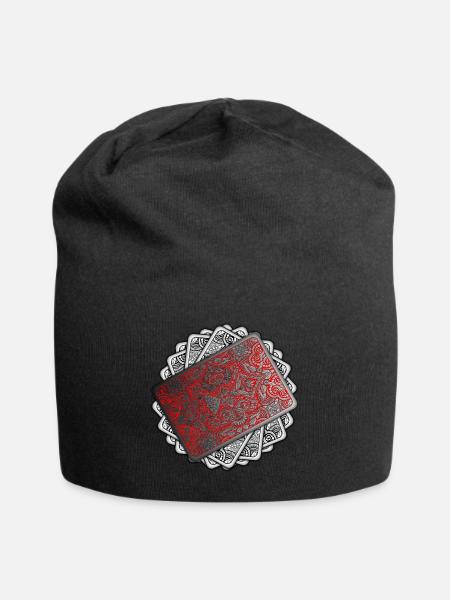 Red Playing Card Deck - Jersey Beanie - black - Front