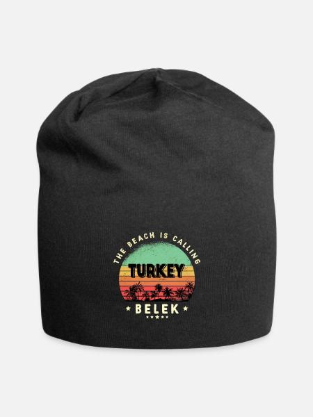 Belek Turkey Beach Design - Jersey Beanie - black - Front
