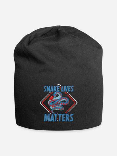 Snake Lizard Terrarium Jungle - Jersey Beanie - black - Front