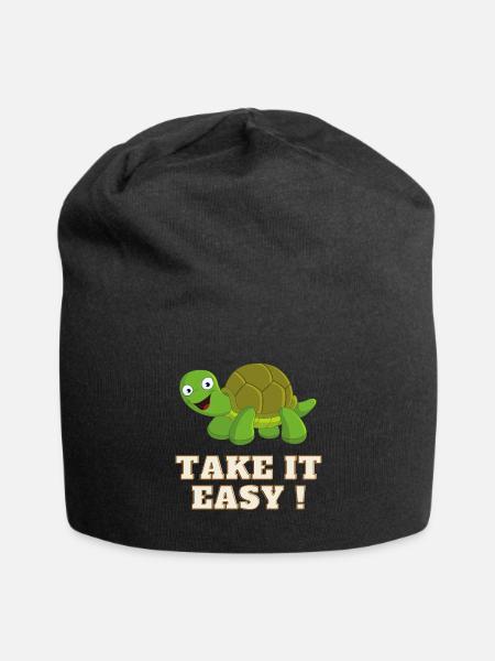 Take It Easy Turtle - Jersey Beanie - black - Front