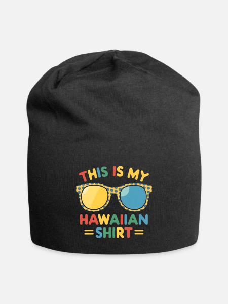 Hawaiian Shirt Tropical Luau Costume Party Hawaii - Jersey Beanie - black - Front