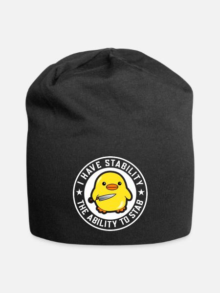 I Have Stability Ability To Stab Funny T-Shirt - Jersey Beanie - black - Front