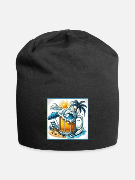Beer Beach Design - Jersey Beanie - black - Front