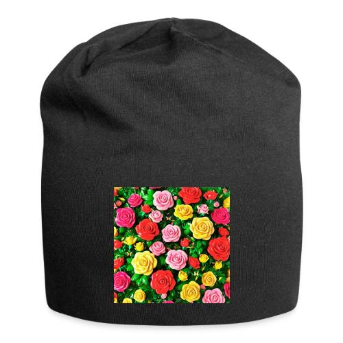 Floral print, colors in rose flowers, nature - Jersey Beanie