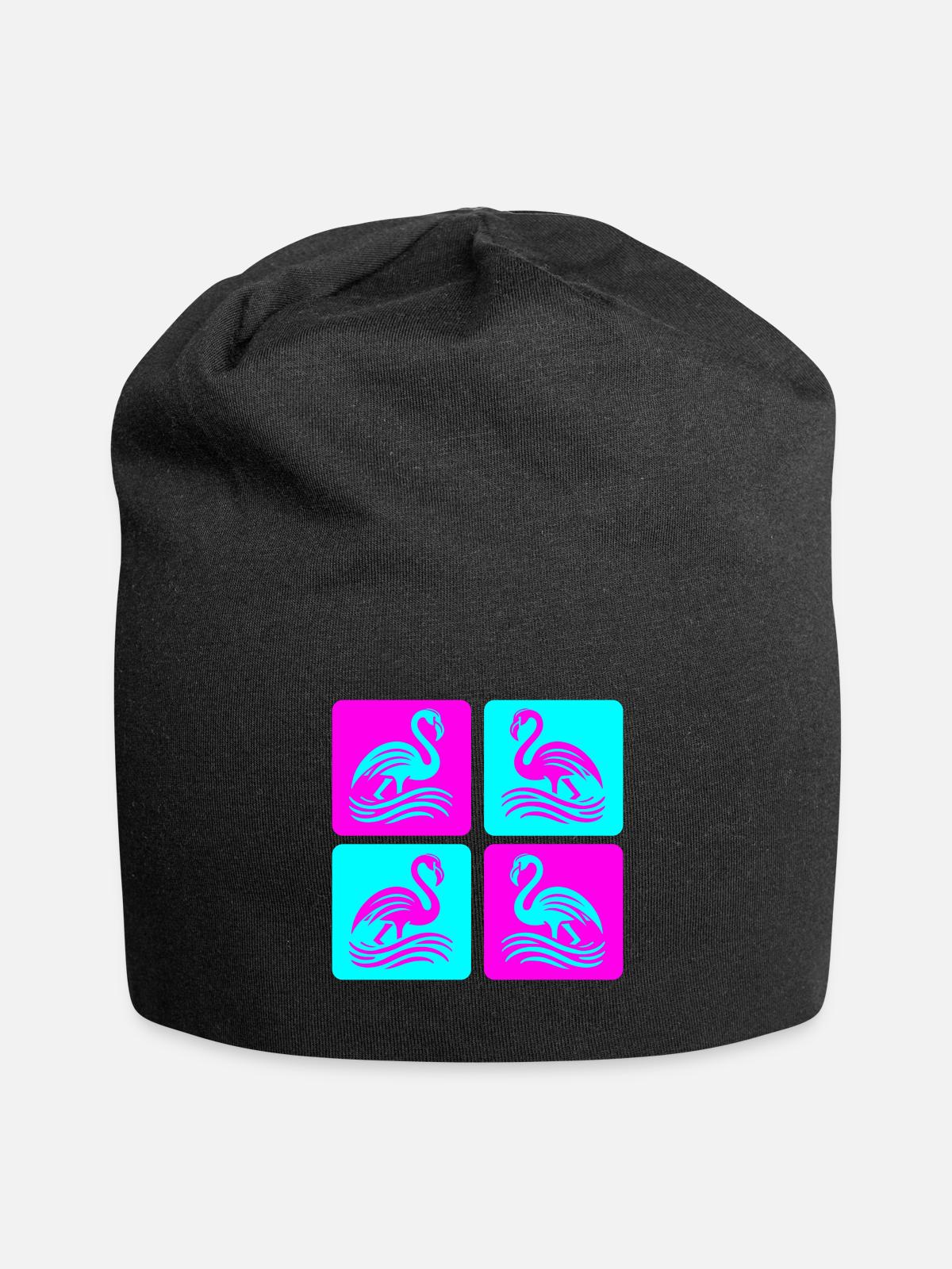 Flamingo Waves Pop Art - Jersey Beanie - black - Front