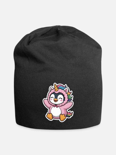 Colorful Unicorn Penguin Hoodie Design - Jersey Beanie - black