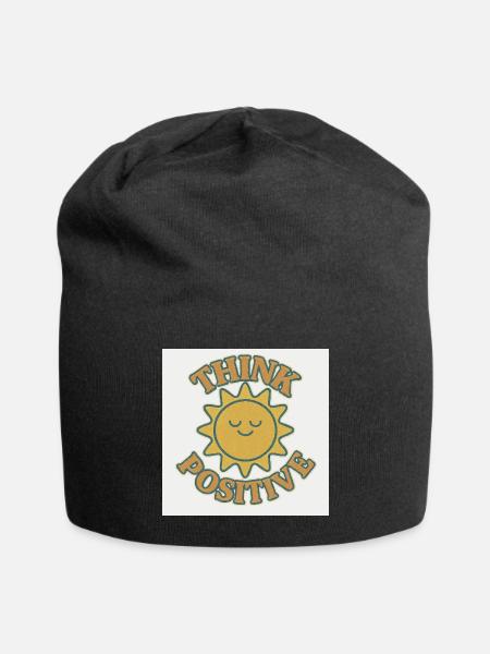 Think Positive Sun Patch - Jersey Beanie - black