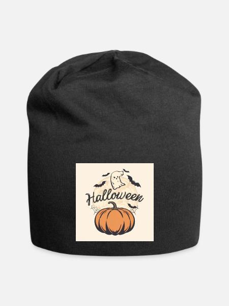 Moonlit Pumpkin Halloween - Jersey Beanie - black - Front
