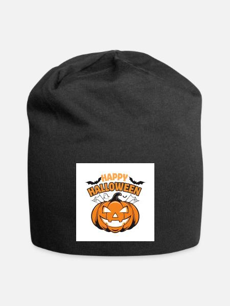 Pumpkin Grin Halloween - Jersey Beanie - black