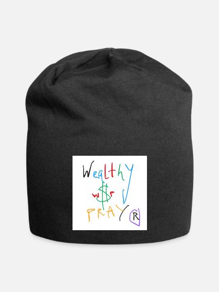 WEALTHY$PRAY - Jersey Beanie - black - Front