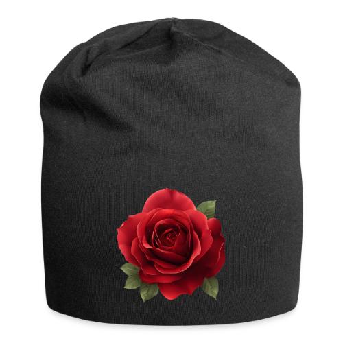 Rose: Crimson Bloom Elegance - Jersey Beanie
