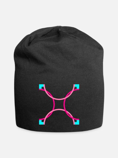 Neon Ring Lattice - Jersey Beanie - black - Front