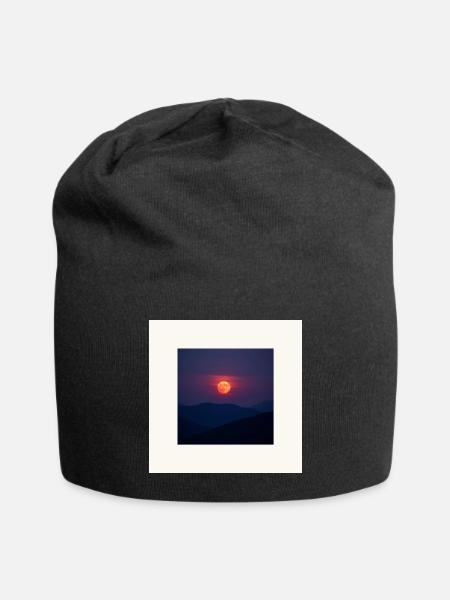 Crimson Moon Over Silent Ridge - Jersey Beanie - black