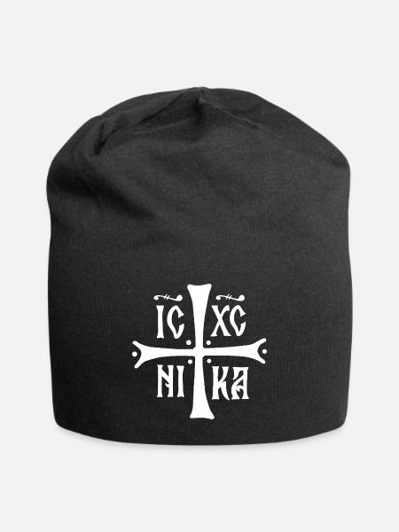 icxcnika_cross_white_v3 - Jersey Beanie - black - Front