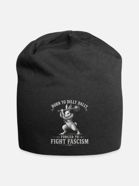 Dilly Bunny Against Fascism - Jersey Beanie - black - Front