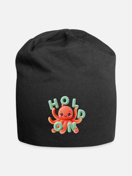 Hold On Octopus — Crochet Letter Art - Jersey Beanie - black