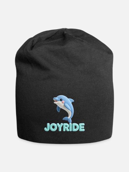 Joyride Dolphin — Crochet Letter Art - Jersey Beanie - black