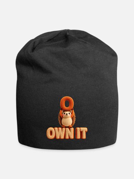 Own It Hedgehog — Bold Letter Art - Jersey Beanie - black