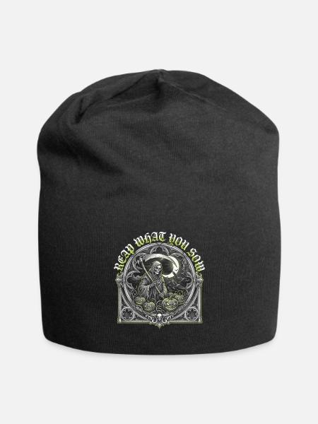 Reaper with Pumpkins - Jersey Beanie - black