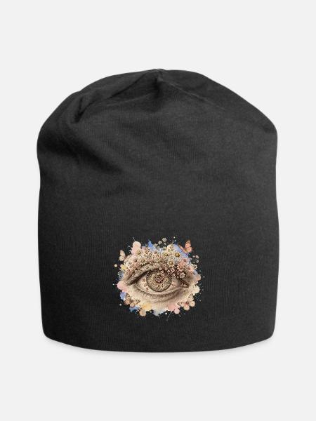 Floral Eye Dreamscape - Jersey Beanie - black - Front