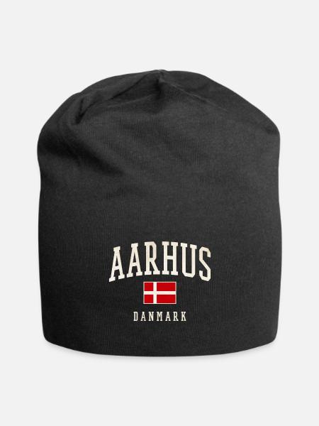 Aarhus Denmark Vintage Flag Tee - Jersey Beanie - black - Front