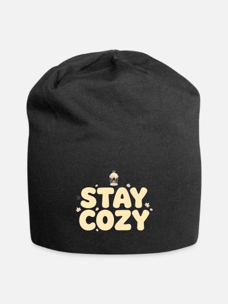 Stay Cozy Lantern Autumn - Jersey Beanie - black - Front