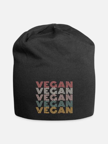 Vegan Veganism Retro Vintage - Jersey Beanie - black