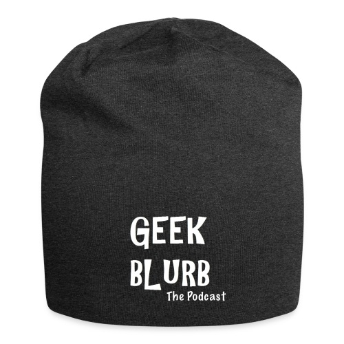 Geek Blurb (Transparent, White Logo) - Jersey Beanie