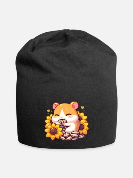 Sunflower Seeds & Hamsters - Jersey Beanie - black - Front