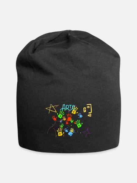 Neon Handprint Art – Colorful Creative Expression - Jersey Beanie - black - Front