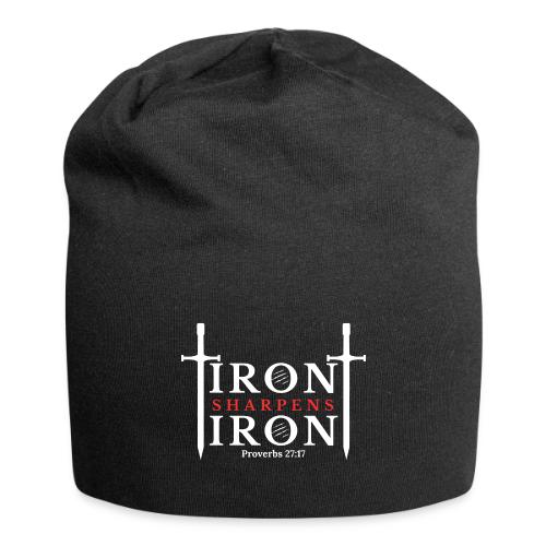 Iron Sharpens Iron - Proverbs 27:17 (White & Red) - Jersey Beanie