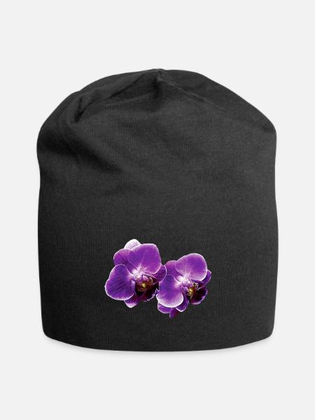 Purple Orchid Duo - Jersey Beanie - black