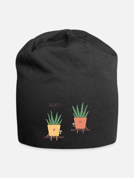 Aloe green - Jersey Beanie - black - Front