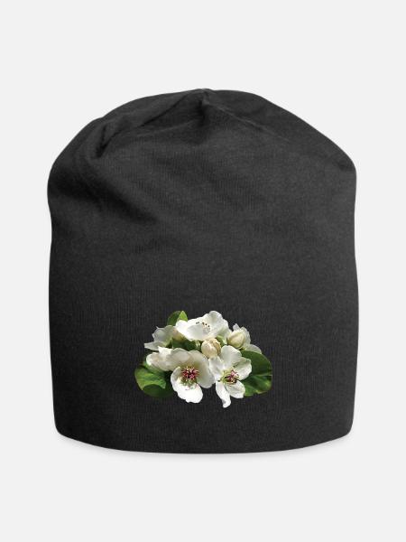 Closeup of Apple Blossoms - Jersey Beanie - black - Front