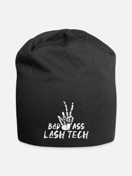 Bad Ass Lash Tech Lash Technician Eyelashes Hallow - Jersey Beanie - black - Front