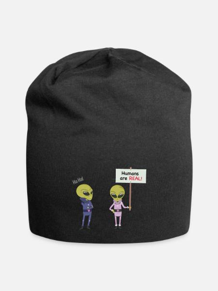Funny Green Aliens - Jersey Beanie - black