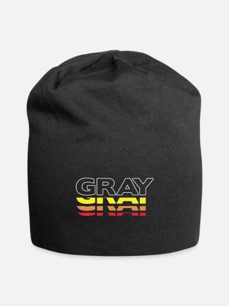 Gray First Name Funny Vintage Sunset Gray - Jersey Beanie - black - Front