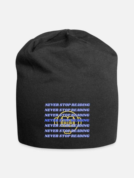 never stop reading - Jersey Beanie - black