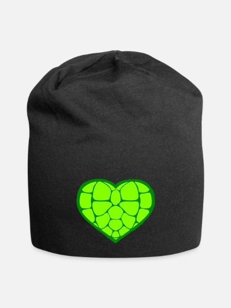 Turtle shell heart symbol love logo pattern symbol - Jersey Beanie - black - Front