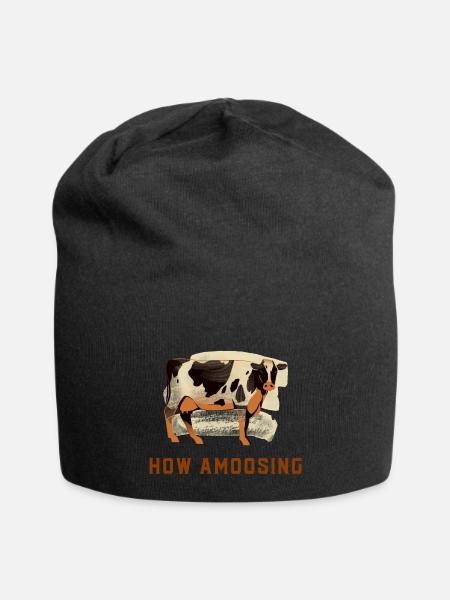 How Amoosing Ironic Funny Cow - Jersey Beanie - black