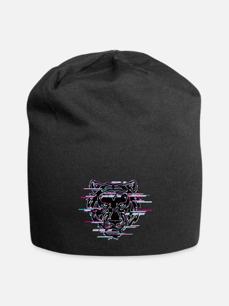 TIGER GLITCH - Jersey Beanie - black - Front