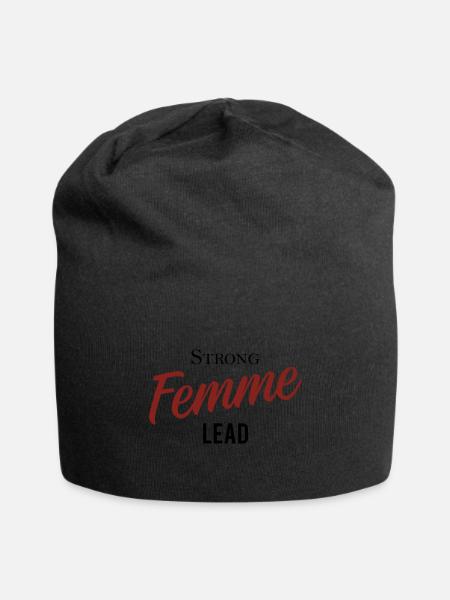 Strong Femme Lead - Jersey Beanie - black - Front