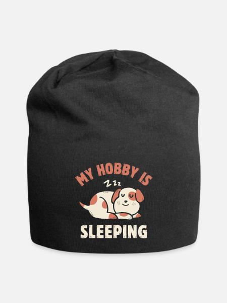 My Hobby is Sleeping  - Jersey Beanie - black - Front