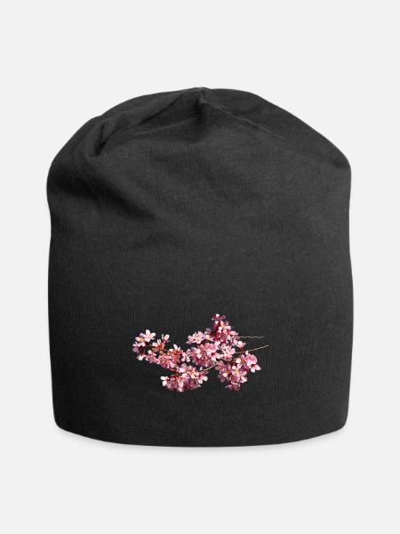 Flowering Cherry Branch in Sunshine - Jersey Beanie - black - Front