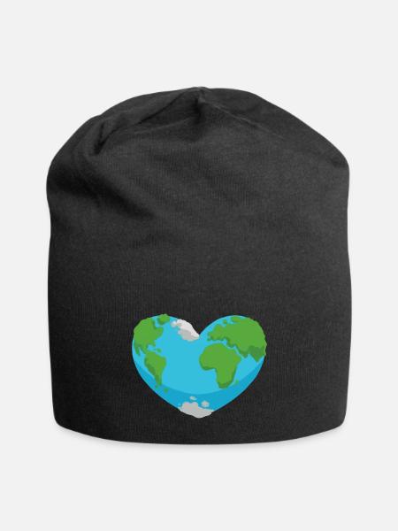 Earth heart nature planet design - Jersey Beanie - black - Front