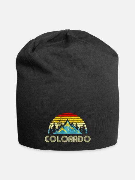 Colorado Vintage Mountains Nature Hiking - Jersey Beanie - black