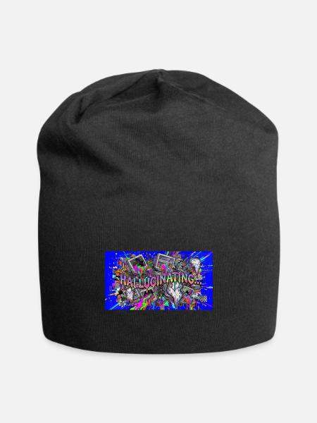 Hallucinative Neon Glitch Chaos - Jersey Beanie - black - Front