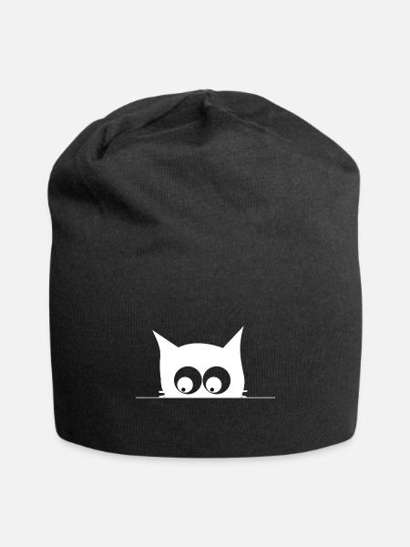 Peekaboo Kitty Silhouette - Jersey Beanie - black