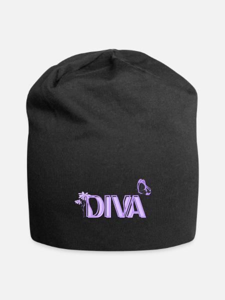 Diva Lavender Bloom - Jersey Beanie - black - Front