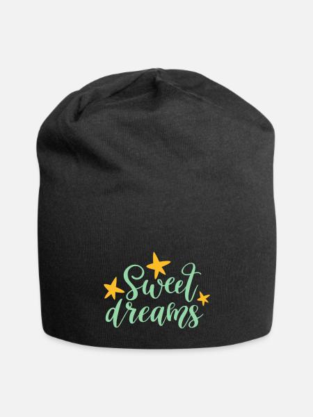 T shirt sweet dream with a positive attitude - Jersey Beanie - black - Front